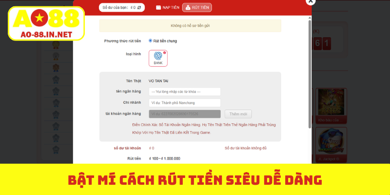 Bật mí cách rút tiền siêu dễ dàng